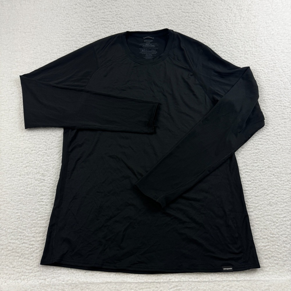 Patagonia Shirt Men XL Black Capilene 1 Silkweight Crew Neck Stretch Long Sleeve